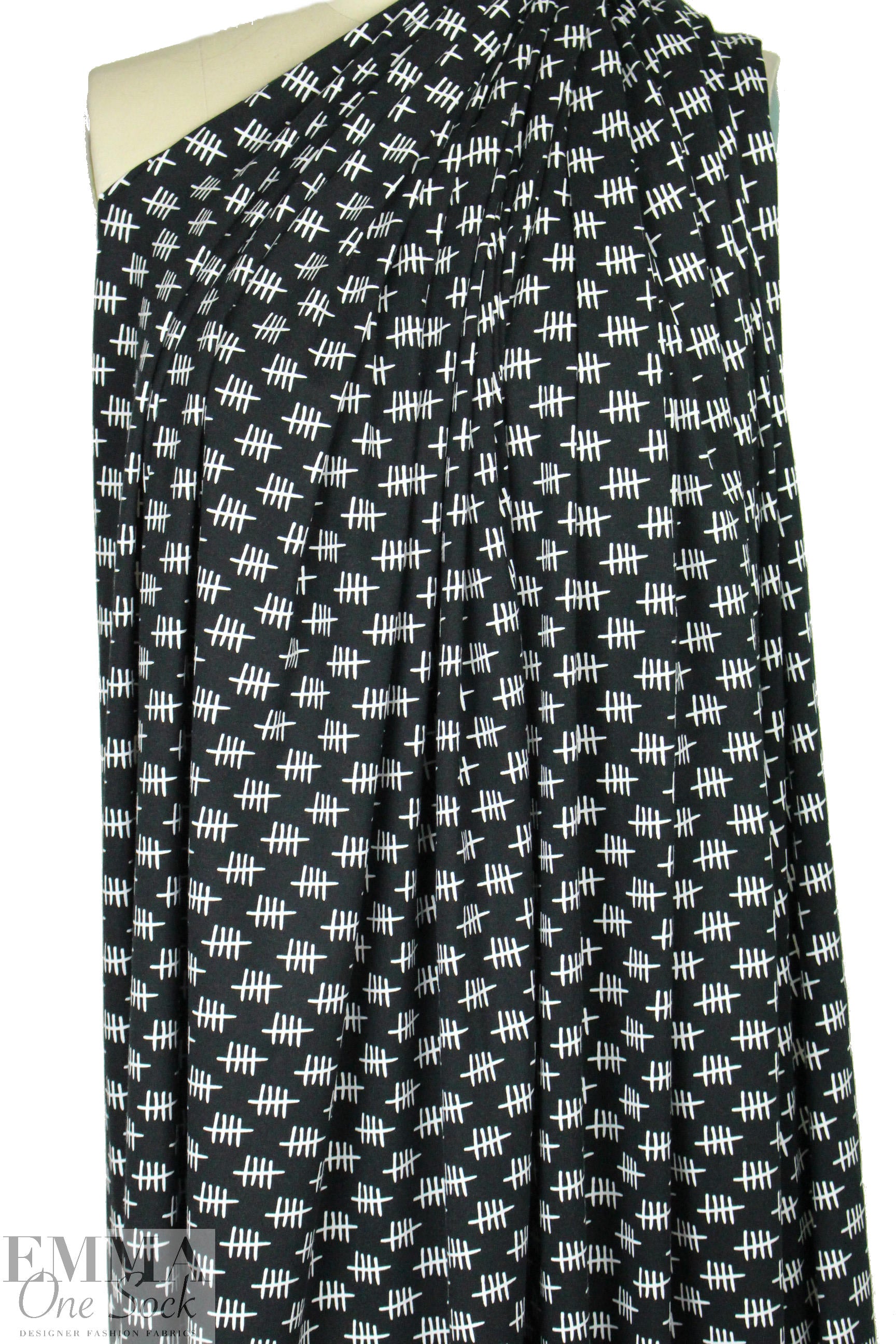 Dutch 'count by fives' bio-cotton knit - black/white 1.375 yd