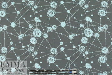 Dutch 'connecting dots' bio-cotton knit - blue ice/grey .66 yds