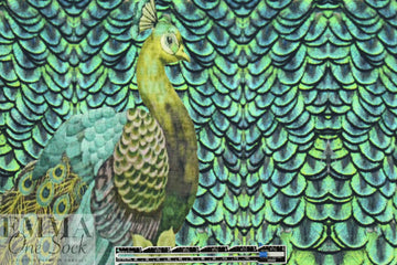 Dutch digital 'royal peacock' cotton/lycra knit panel