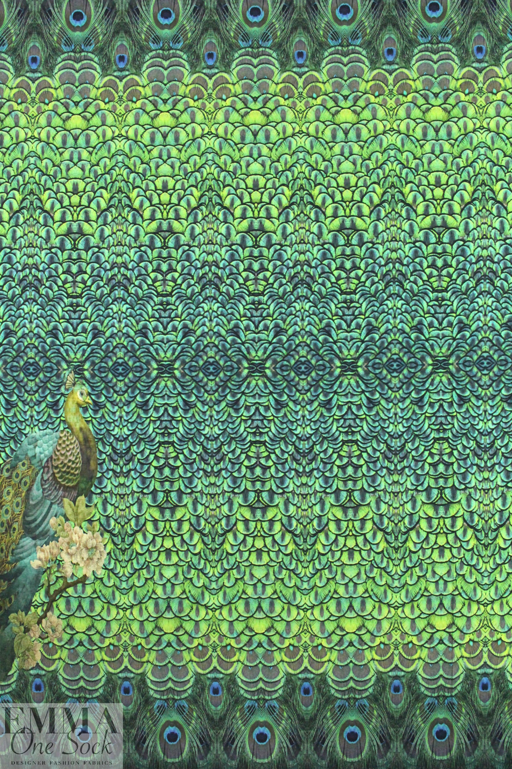 Dutch digital 'royal peacock' cotton/lycra knit panel