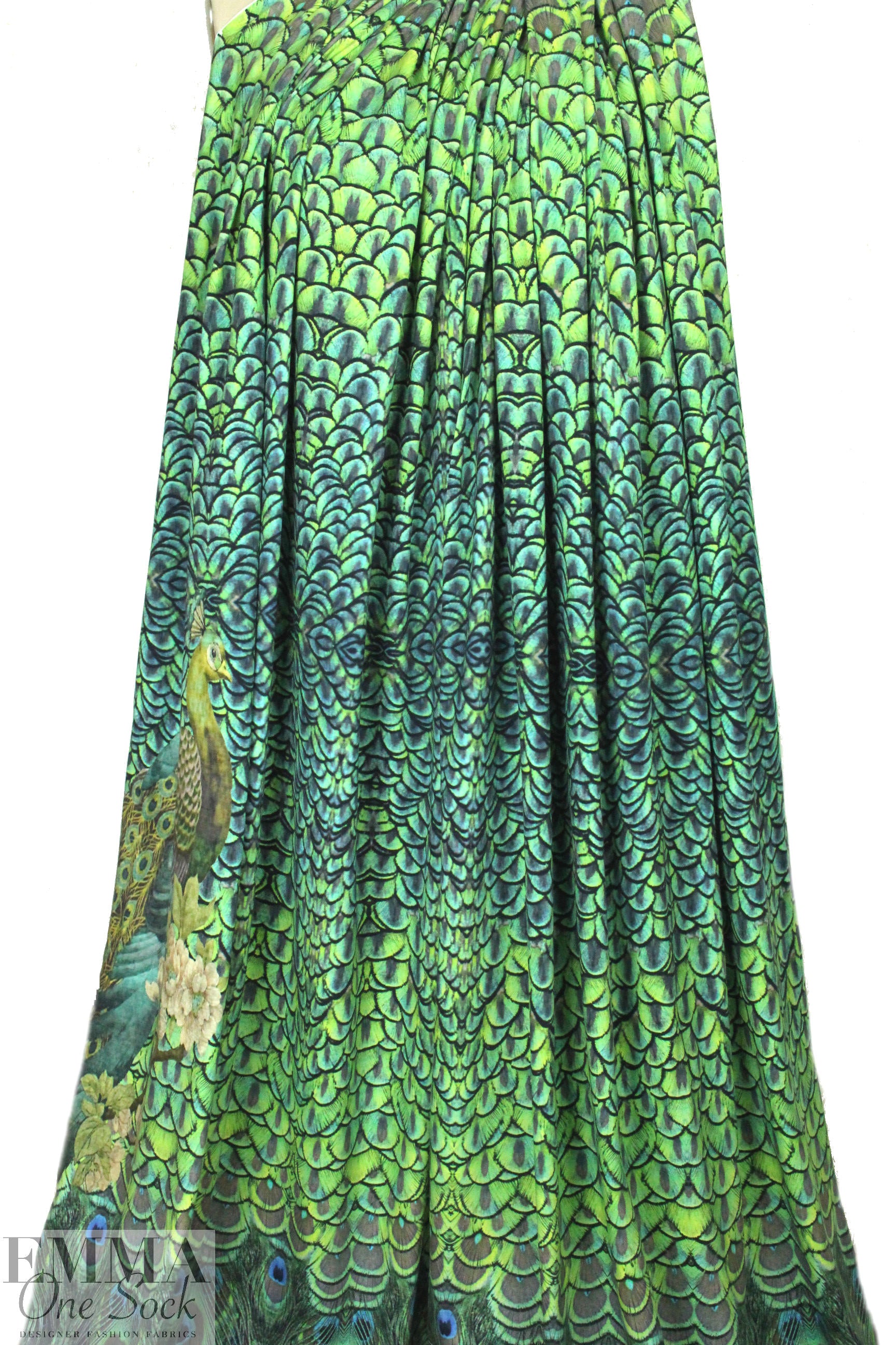 Dutch digital 'royal peacock' cotton/lycra knit panel