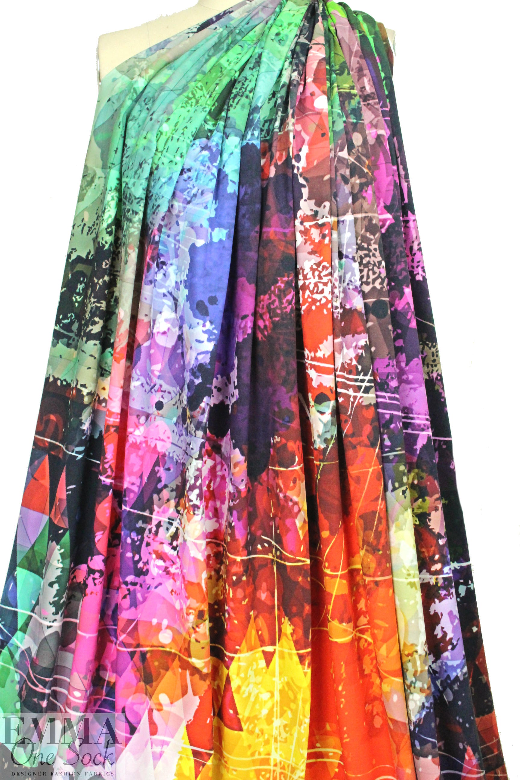 Dutch digital 'layered abstract' cotton/lycra knit panel