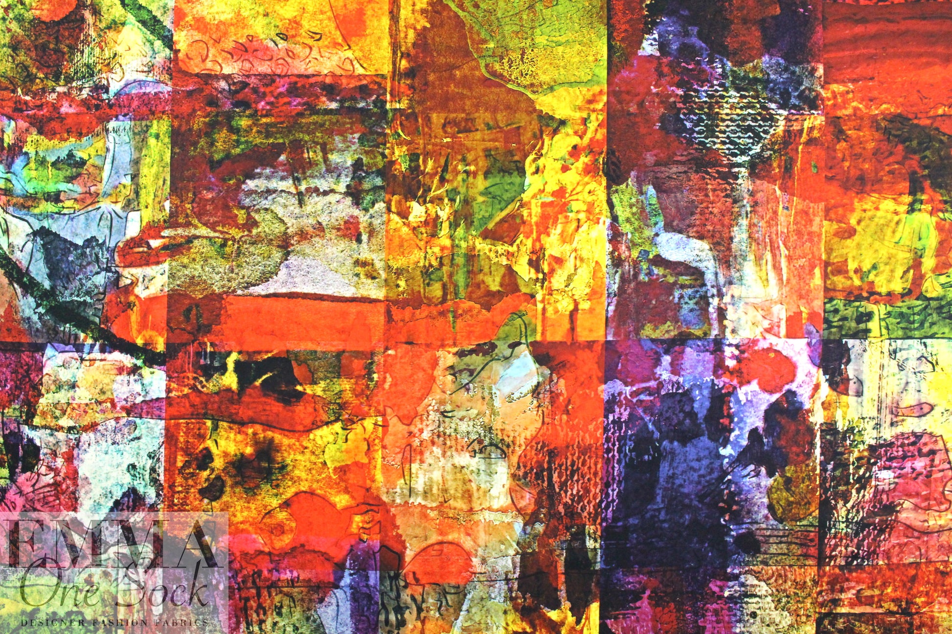 Dutch digital 'abstract tiles' knit panel 2 yds