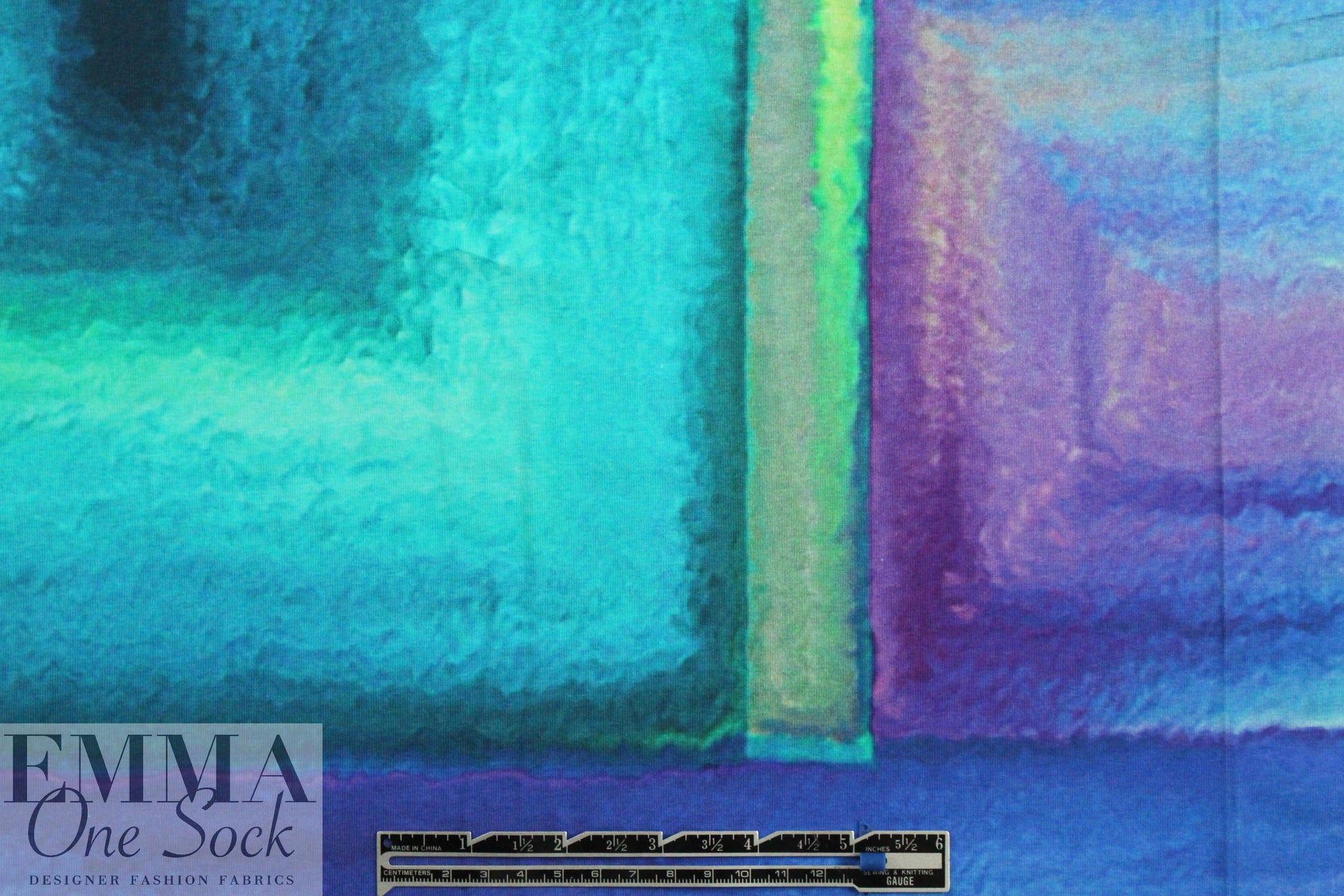 Dutch digital 'sketchy blues' cotton/lycra knit panel .875 yds