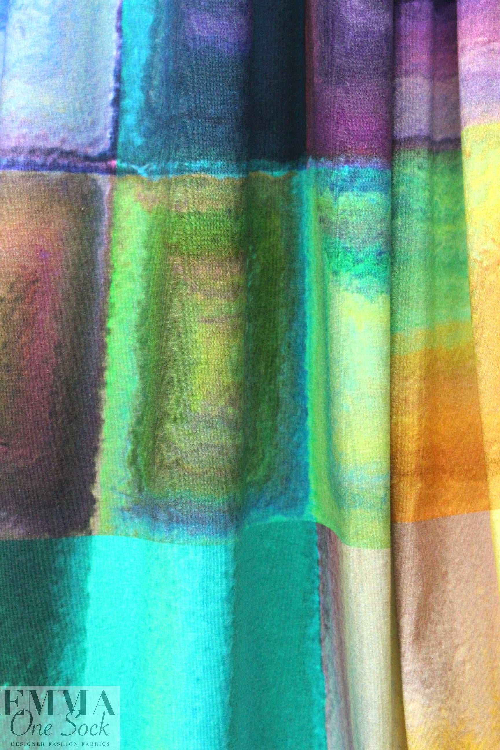 Dutch digital 'sketchy blues' cotton/lycra knit 1 yard