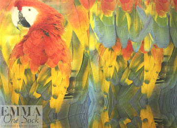 Dutch digital 'peering parrot' cotton/lycra knit panel
