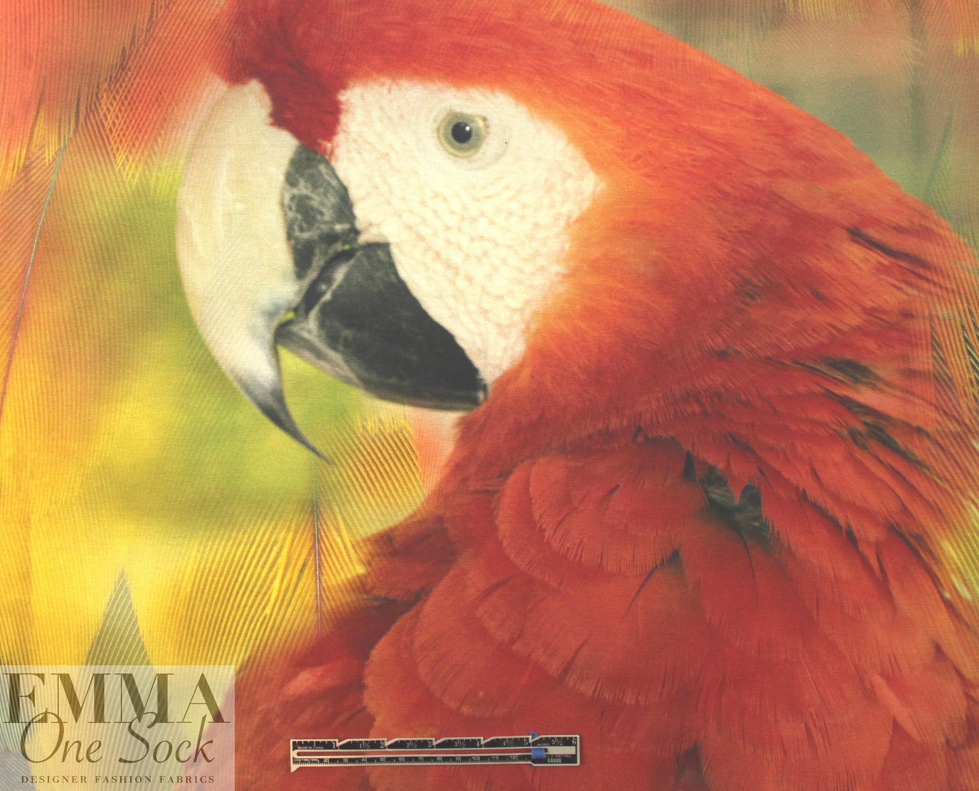 Dutch digital 'peering parrot' cotton/lycra knit panel 1.66 yds, One Panel