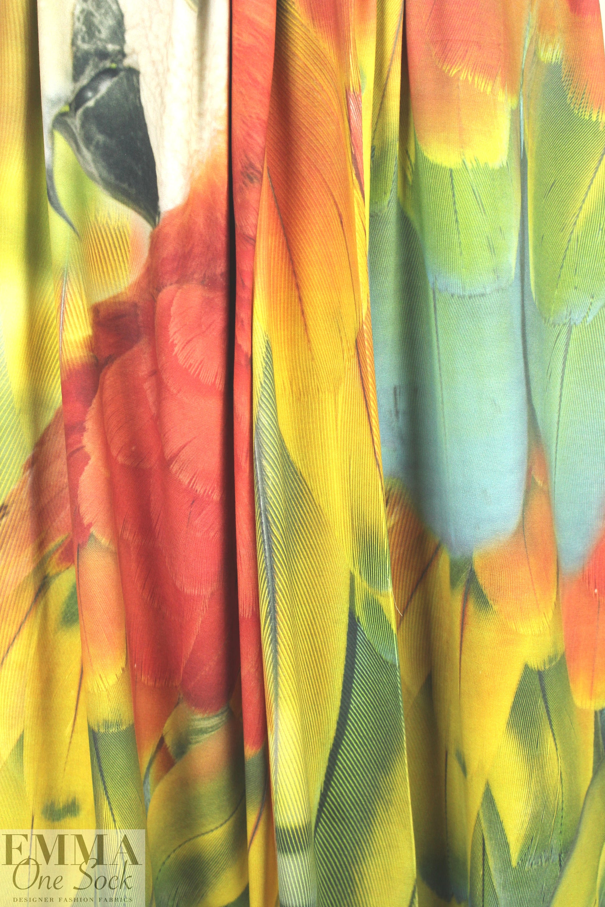 Dutch digital 'peering parrot' cotton/lycra knit panel