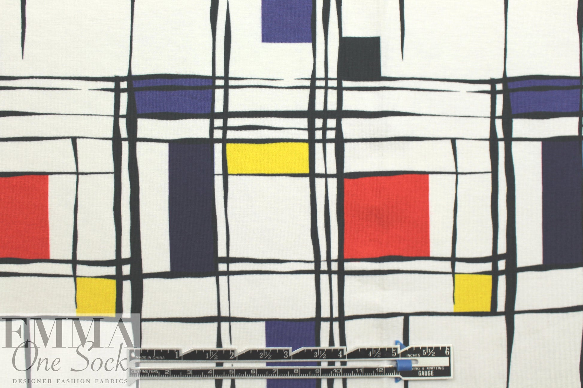 Dutch digital 'Mondrian 2' cotton/lycra knit 1.125 yds
