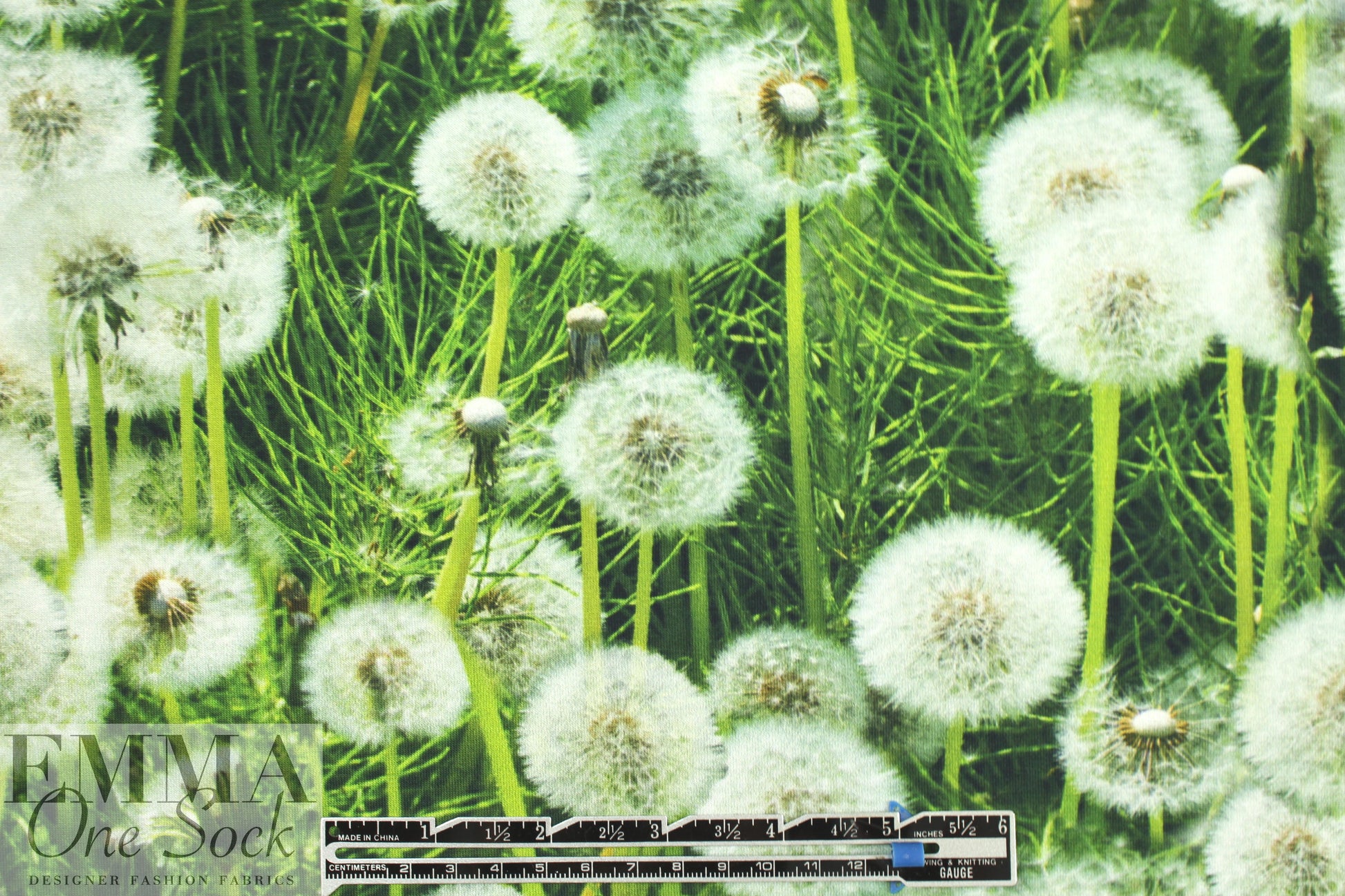 Dutch digital dandelion puffs cotton/lycra knit  1.25 yd