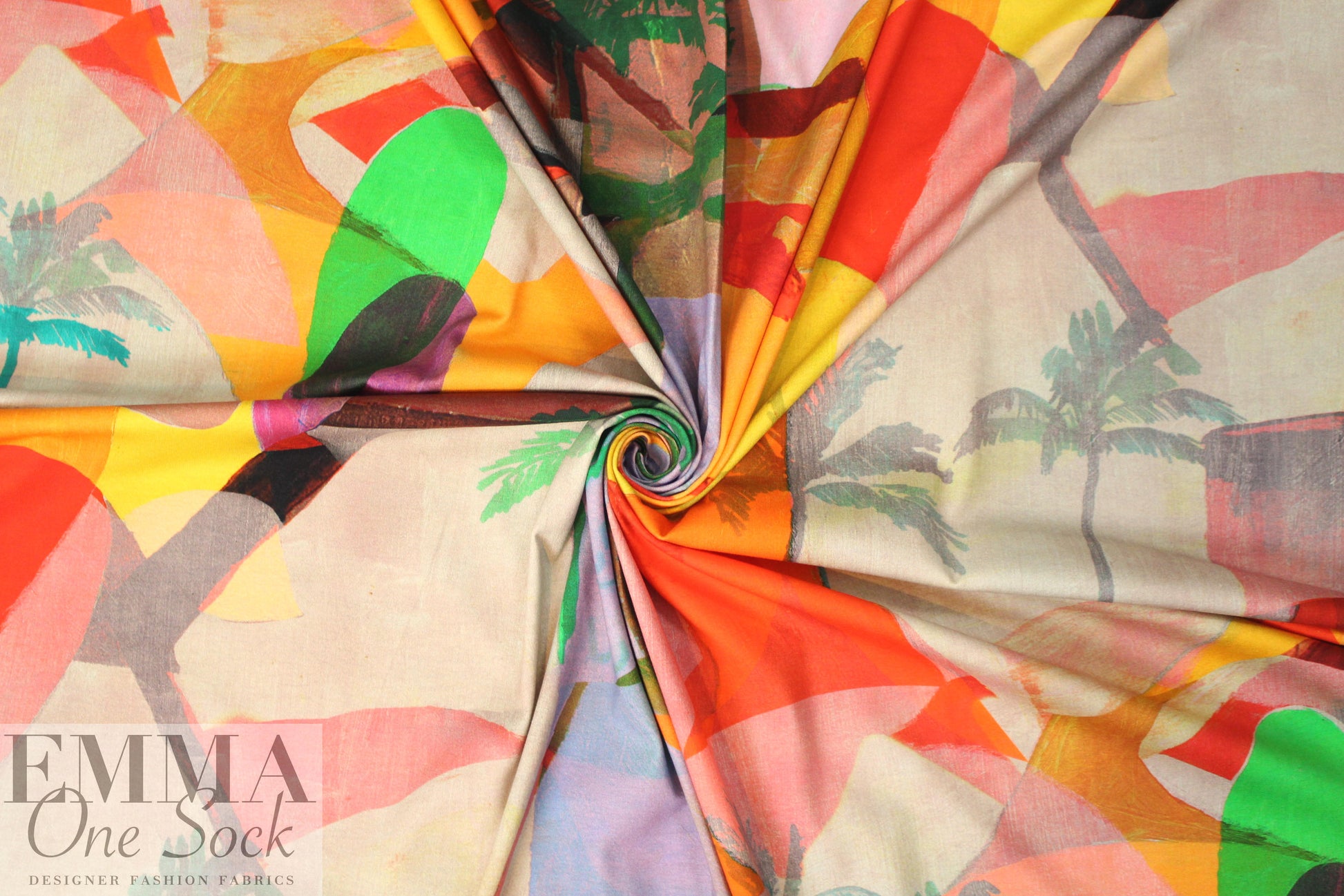 Dutch layered palm tree abstract cotton/lycra knit  1.25 yds