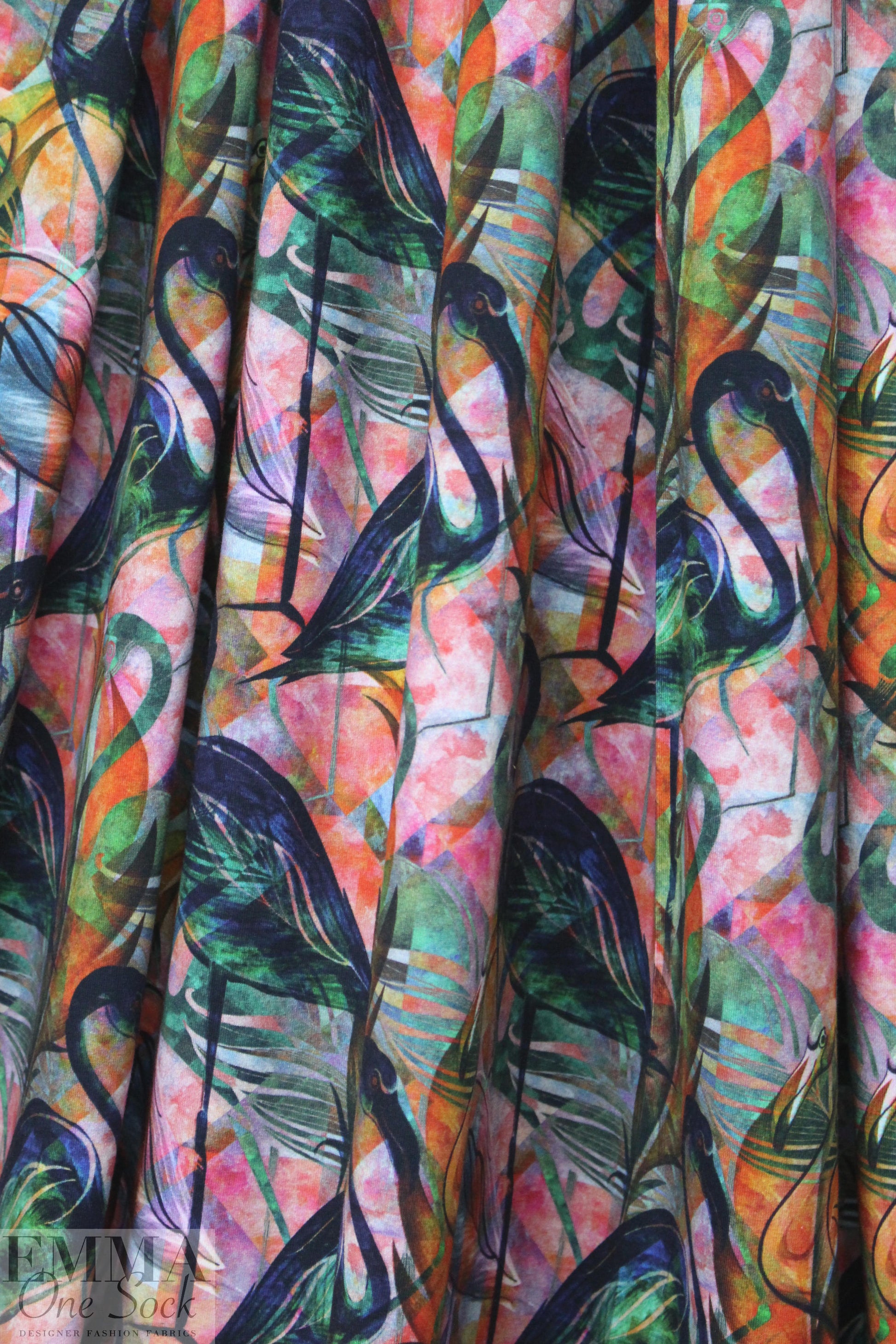 Dutch digital flamingo graphic cotton/spandex knit 1.25 yd