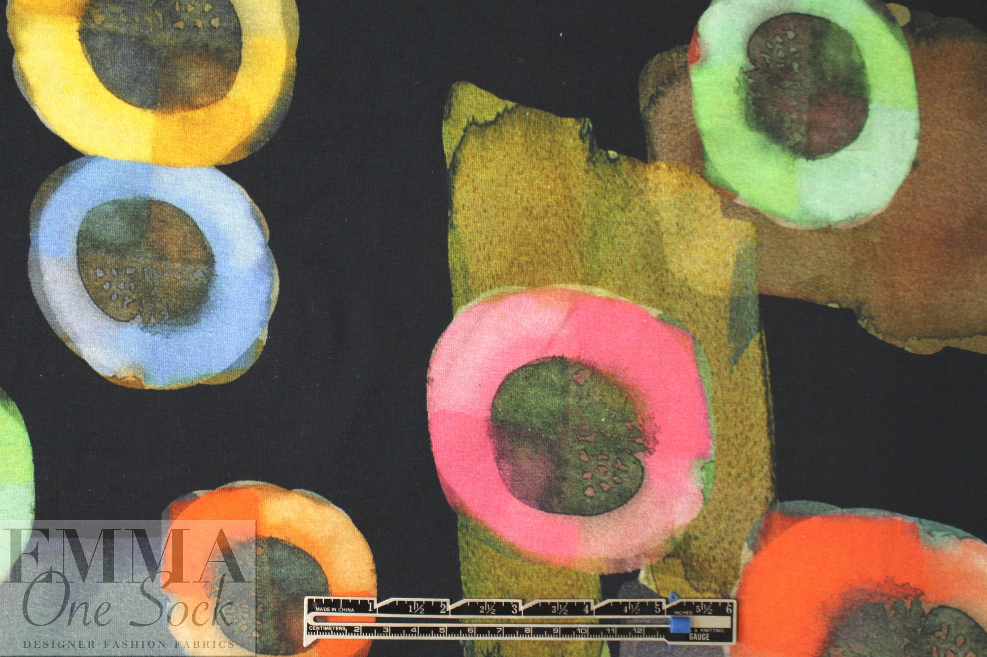 Dutch digital 'painterly shapes' cotton/lycra knit .75 yds