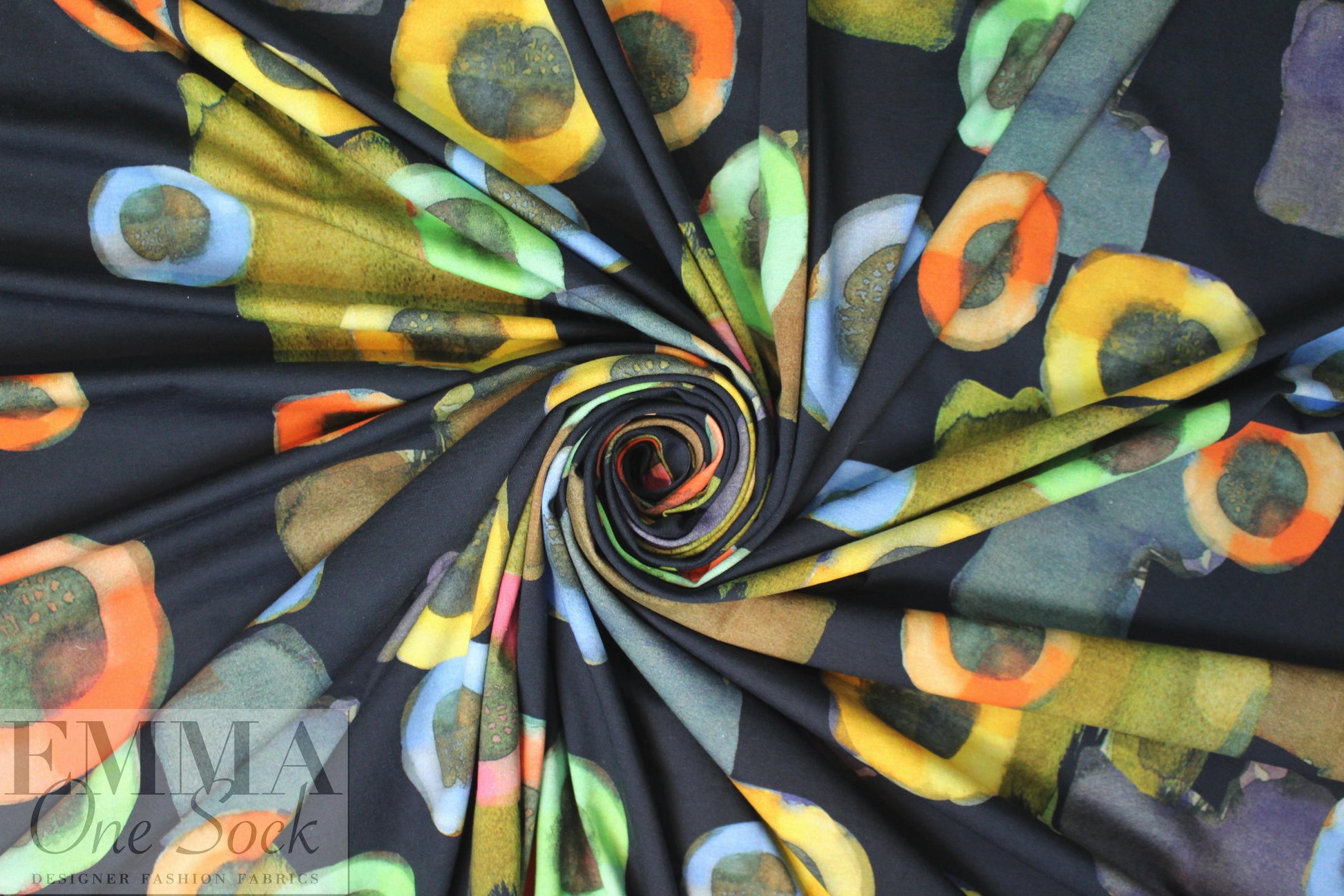 Dutch digital 'painterly shapes' cotton/lycra knit .625 yds