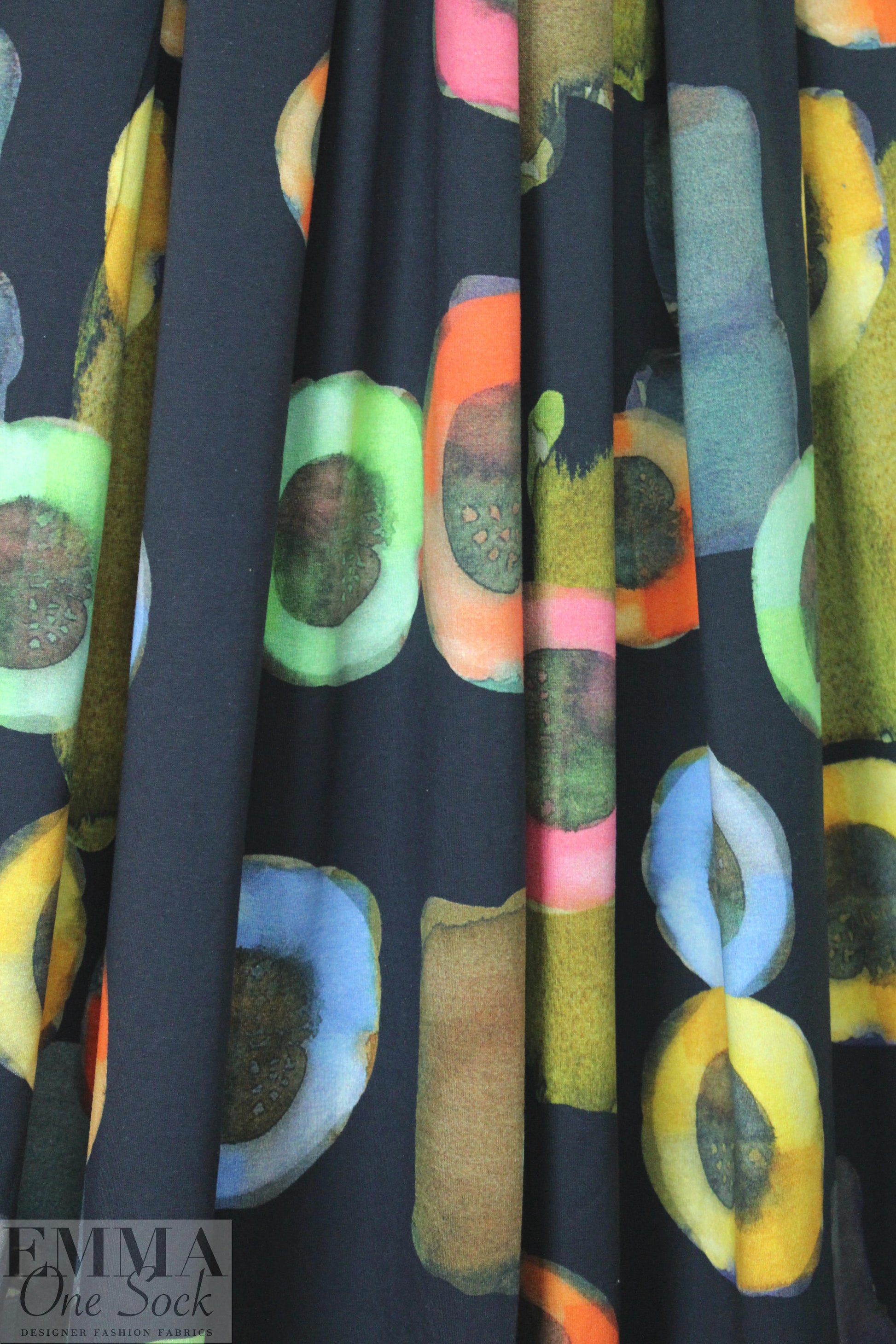 Dutch digital 'painterly shapes' cotton/lycra knit .75 yds
