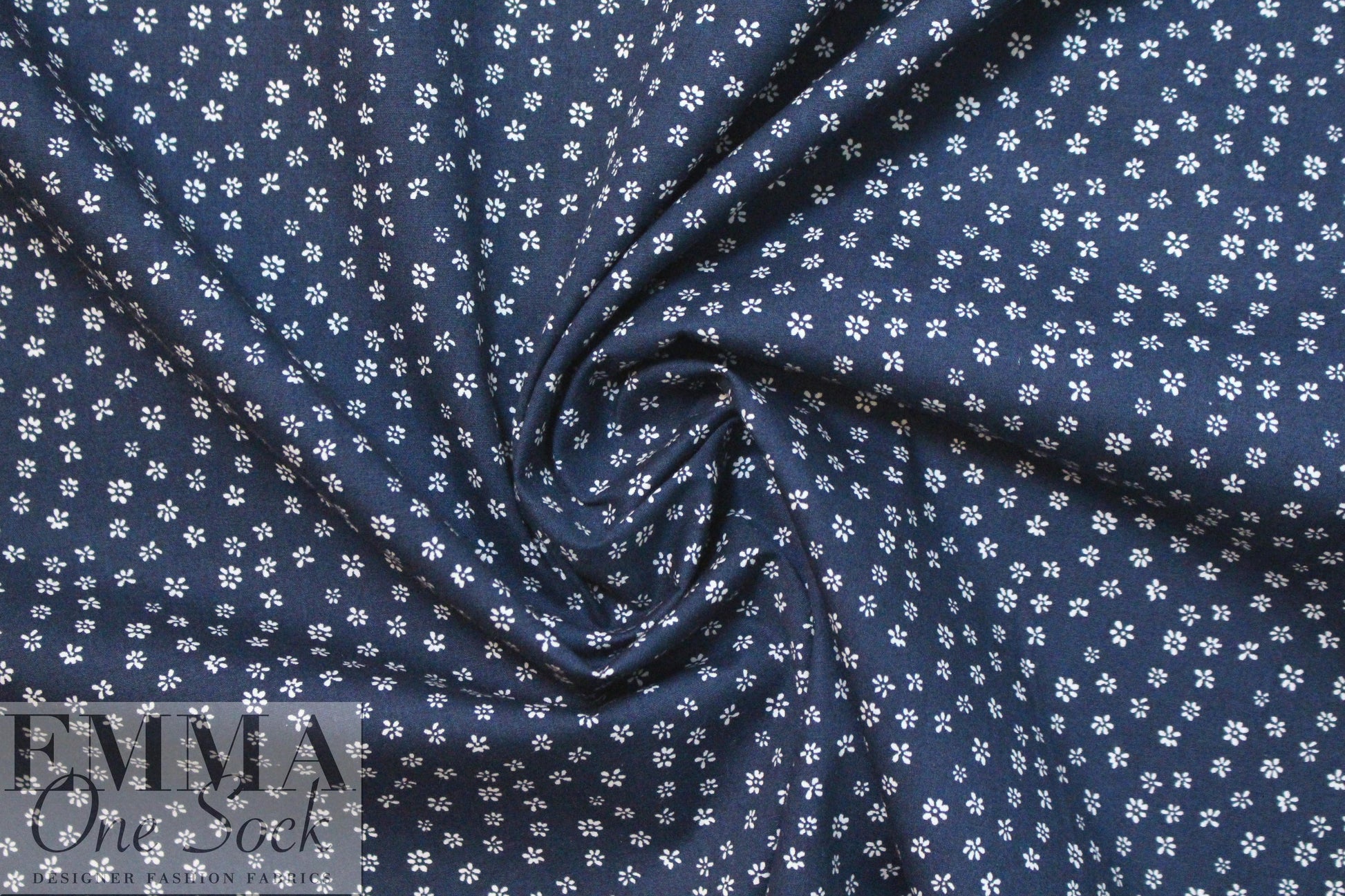 Dutch Oekotex cotton poplin for masks - navy flowers .875 yds