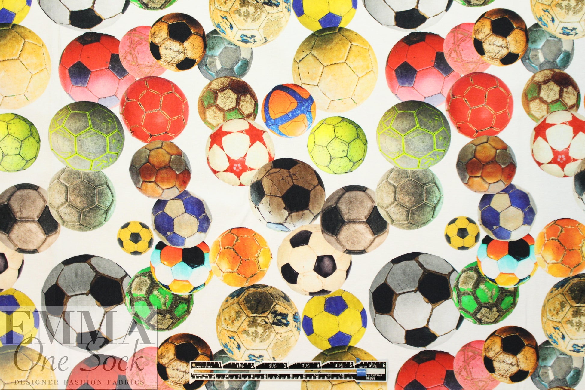 Dutch digital 'soccer anyone?' knit Oeko-Tex - white