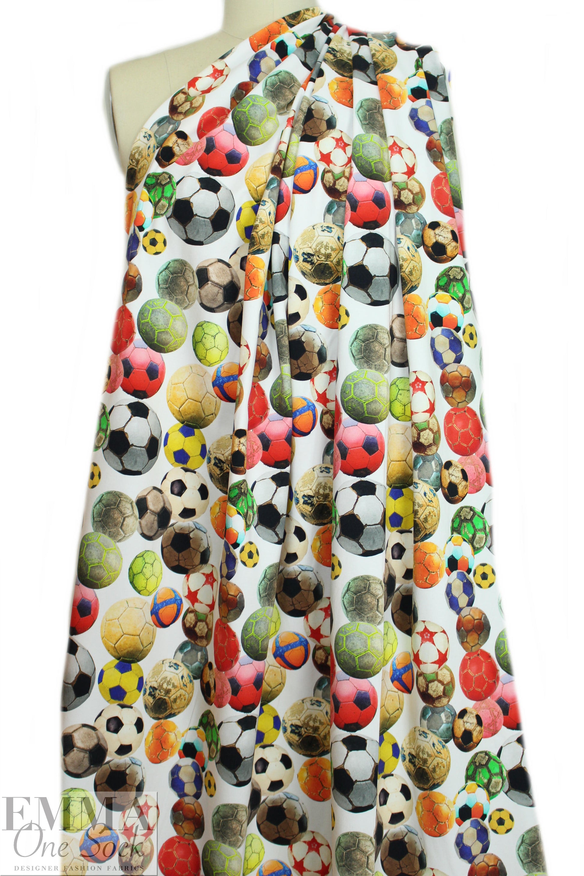 Dutch digital 'soccer anyone?' knit Oeko-Tex - white