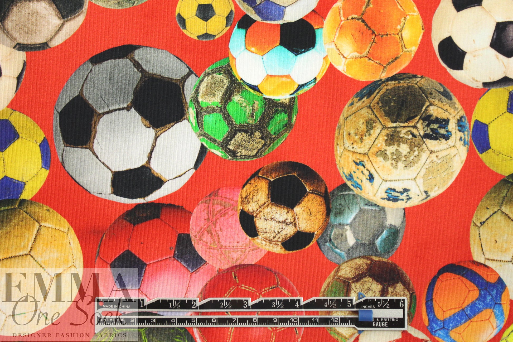 Dutch digital 'soccer anyone?' knit  - red FLAWED
