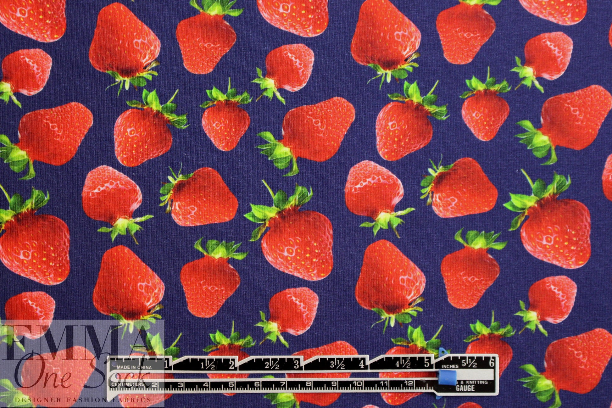 Dutch digital 'strawberry fields' knit Oeko-Tex certified .5 yds