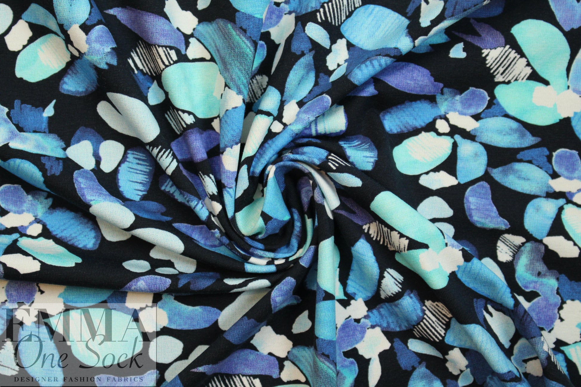 Dutch digital petal power knit Oeko-Tex - blues .875 yds