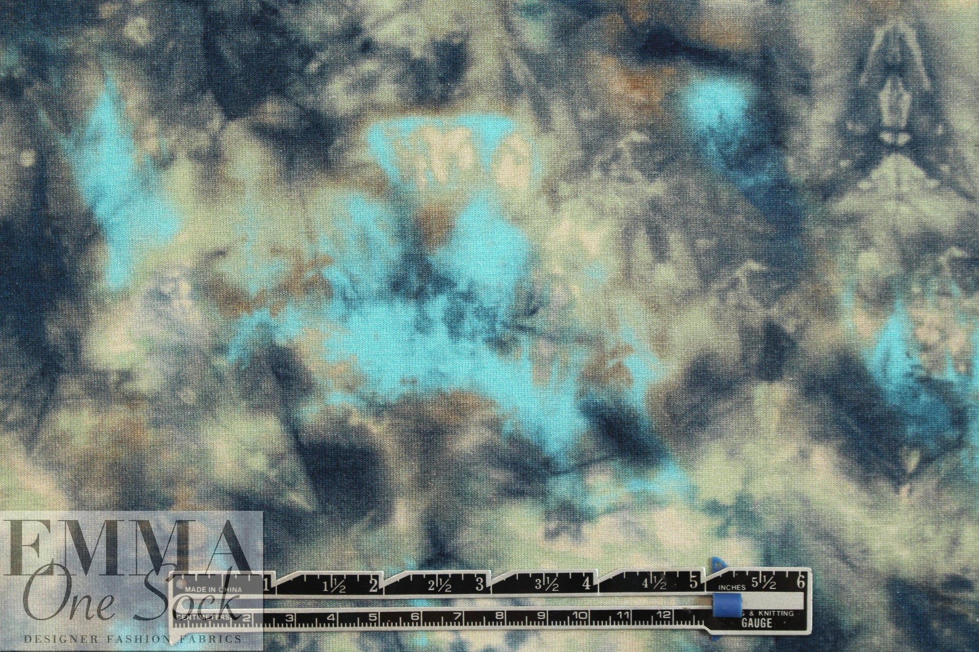 Dutch digital aqua tie dye viscose knit Oeko-Tex certified 1 yard