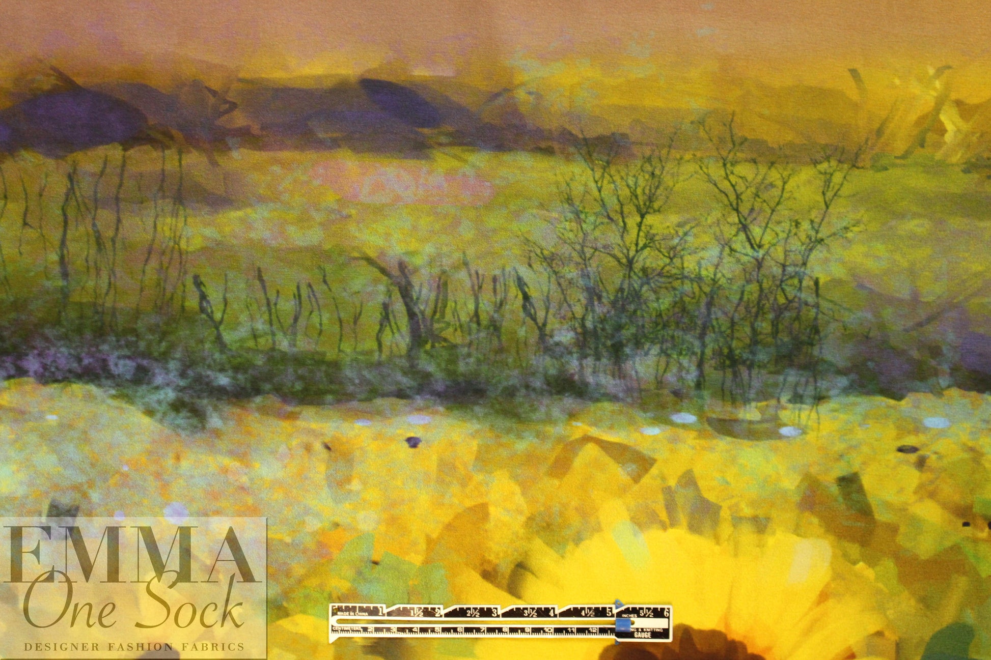 Dutch digital 'sunflower sunrise' knit Oeko-Tex certified panel