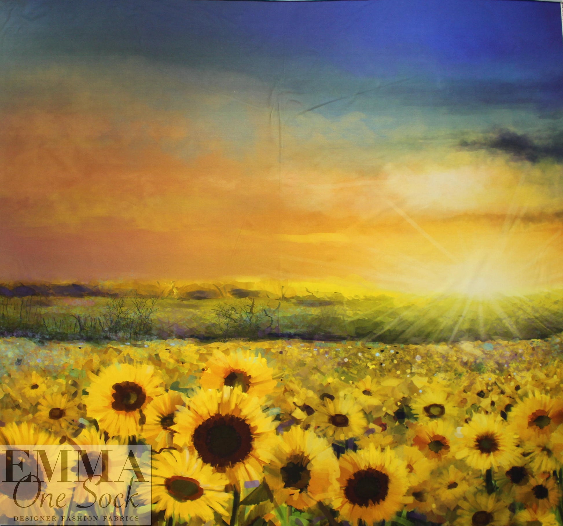 Dutch digital 'sunflower sunrise' knit Oeko-Tex certified panel