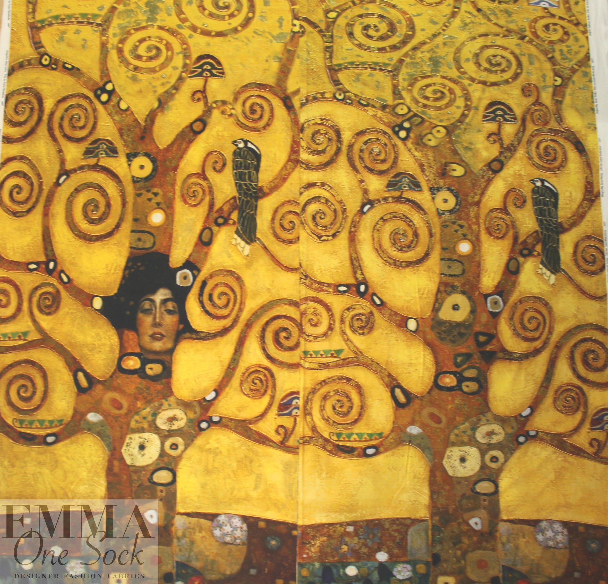 Dutch digital  'Klimt tree of life' cotton/lycra knit panel 2.375 yd