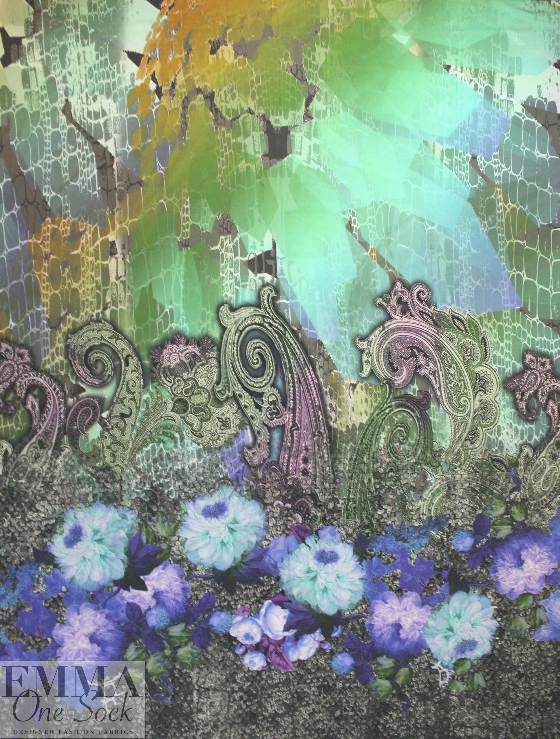 Dutch digital flowery paisley no. 1 cotton/lycra knit panel