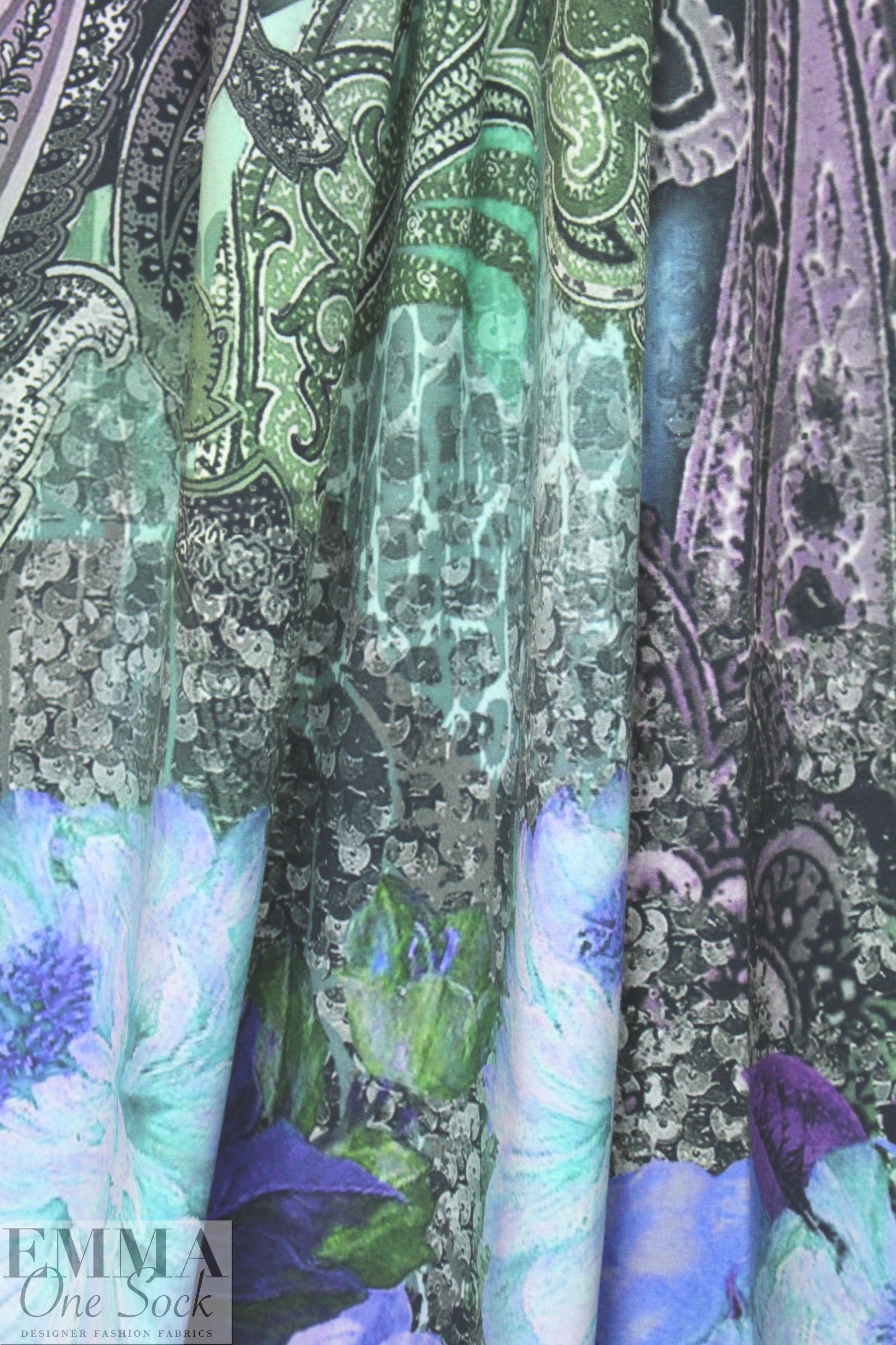 Dutch digital flowery paisley no. 1 cotton/lycra knit panel