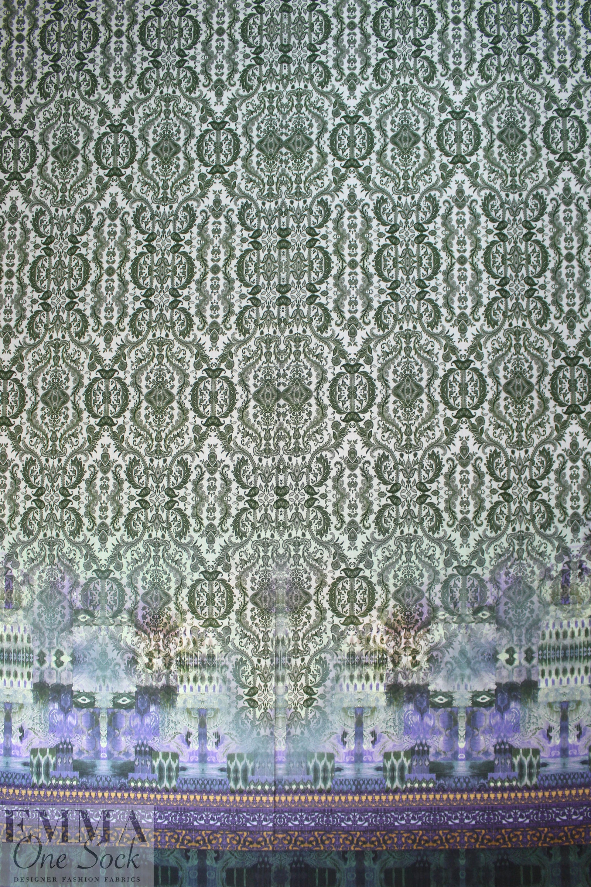 Dutch digital fleur de lis cotton/spandex knit panel  2.375 yd