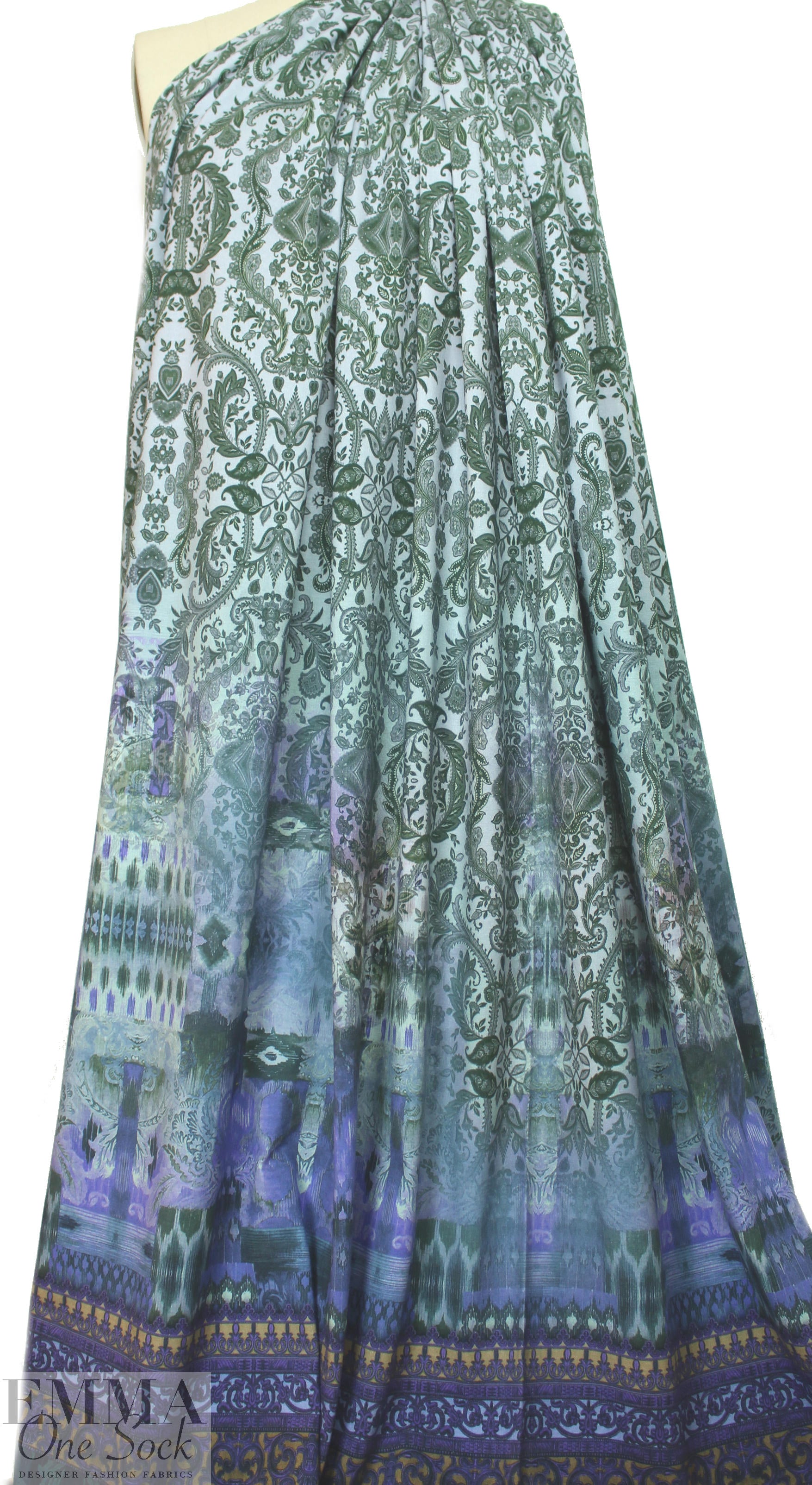 Dutch digital fleur de lis cotton/spandex knit panel  2.375 yd