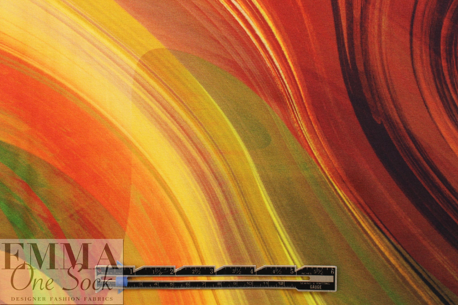 Dutch digital 'sunset swirl' knit Oeko-Tex certified panel  2.125 yd