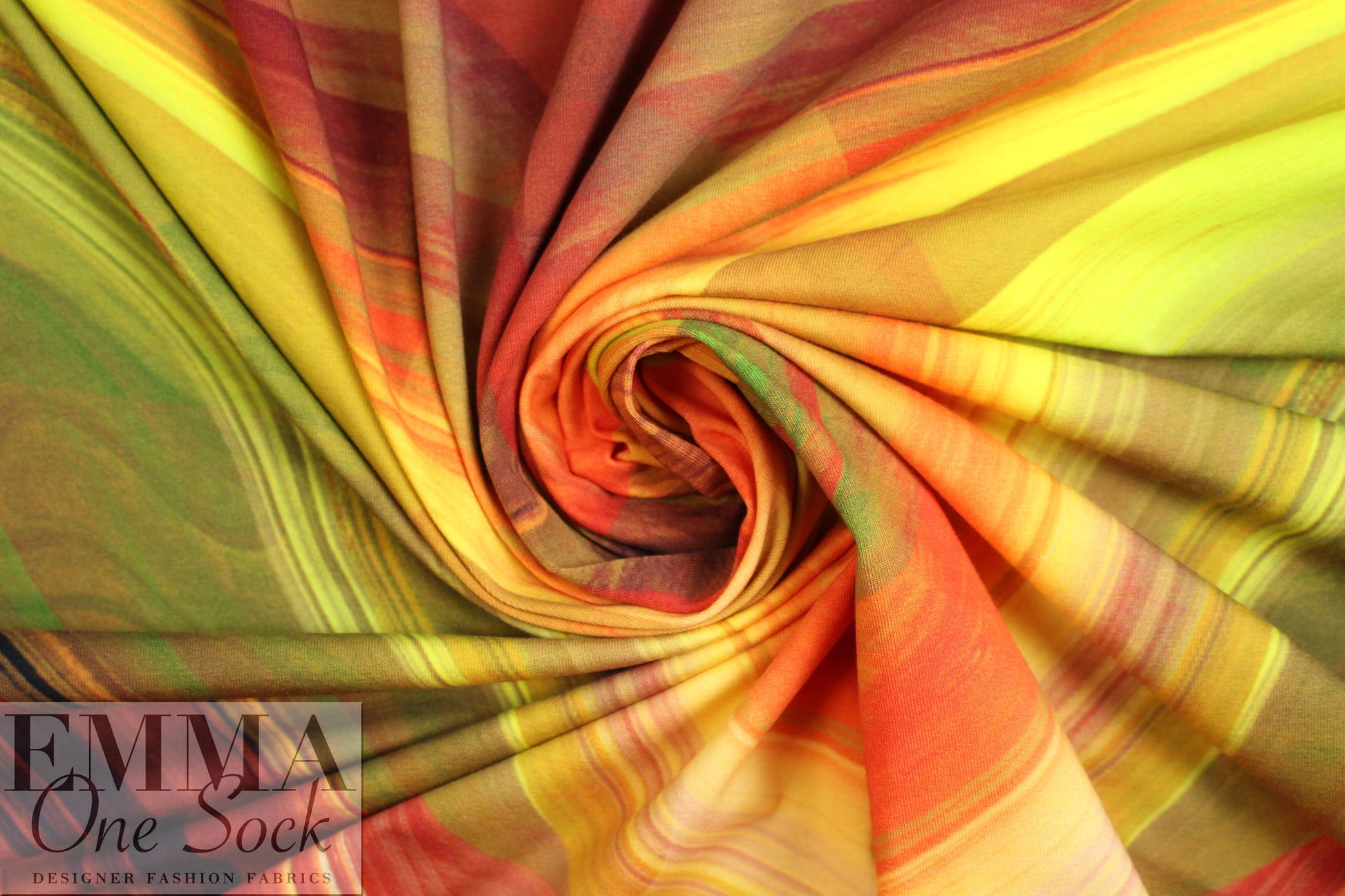 Dutch digital 'sunset swirl' knit Oeko-Tex certified panel  2.125 yd