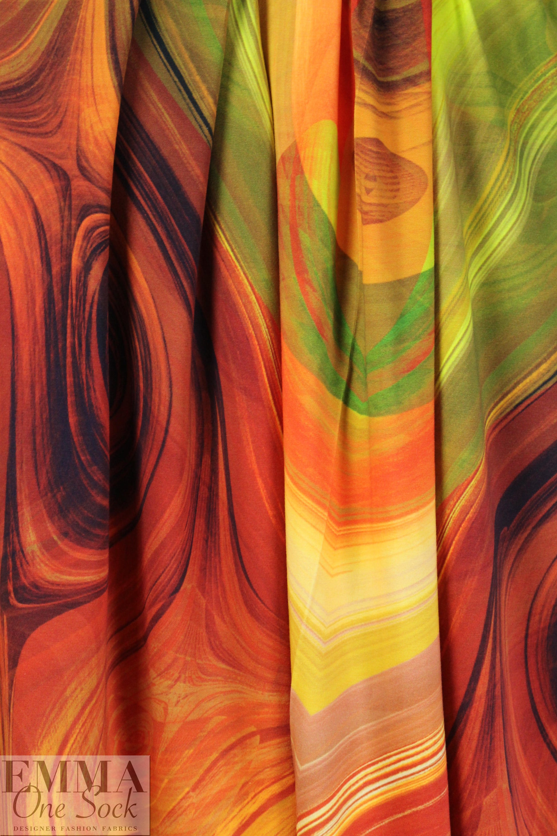 Dutch digital 'sunset swirl' knit Oeko-Tex certified panel