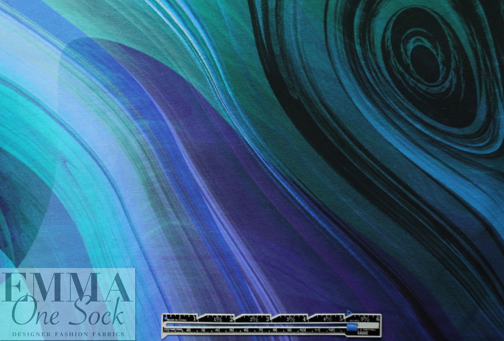 Dutch digital 'indigo swirl' knit Oeko-Tex certified panel