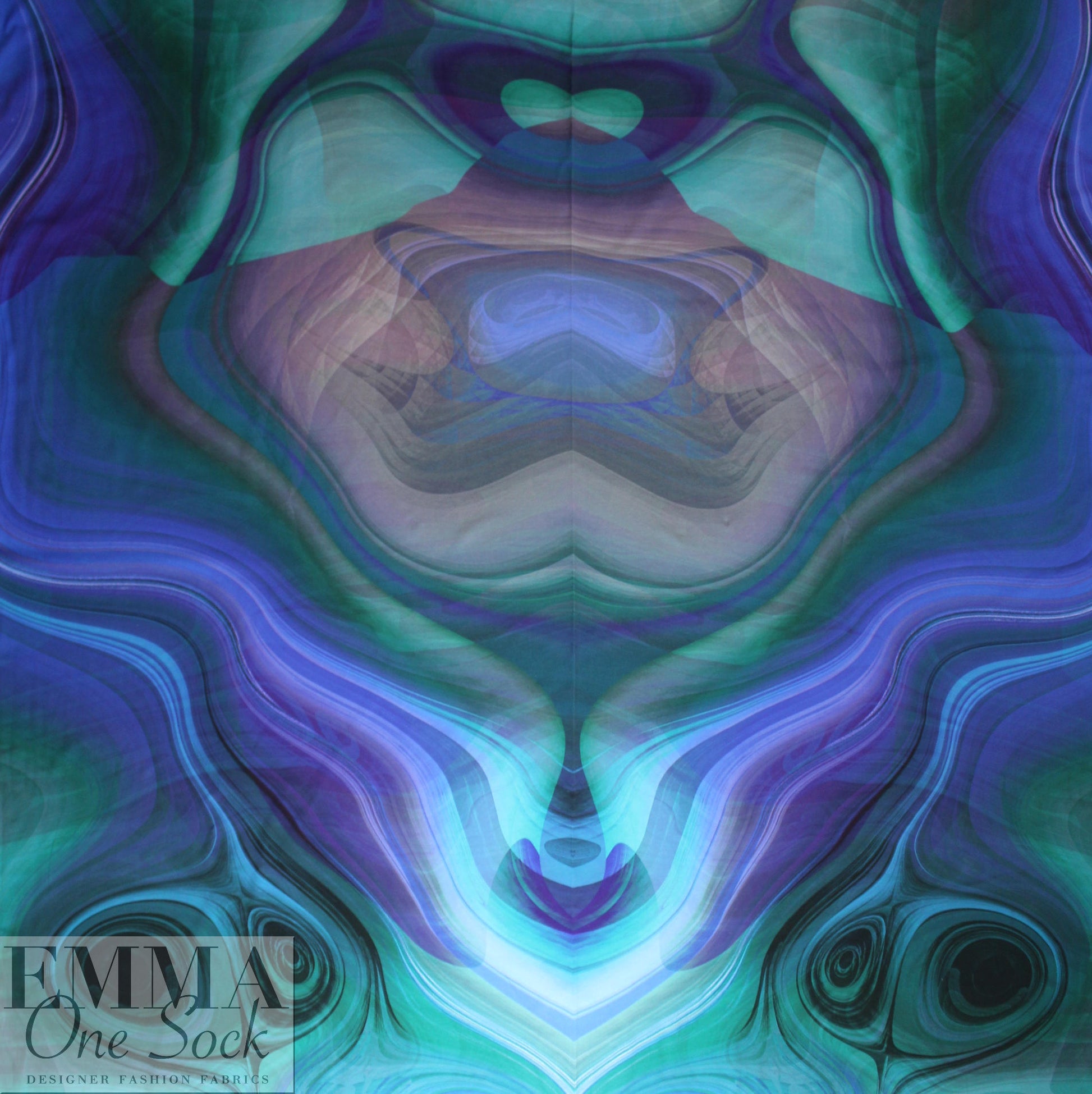 Dutch digital 'indigo swirl' knit Oeko-Tex certified panel