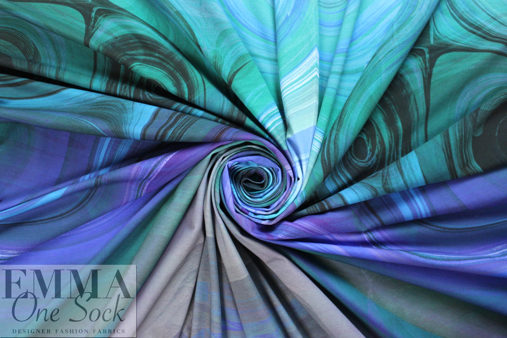 Dutch digital 'indigo swirl' knit Oeko-Tex certified panel