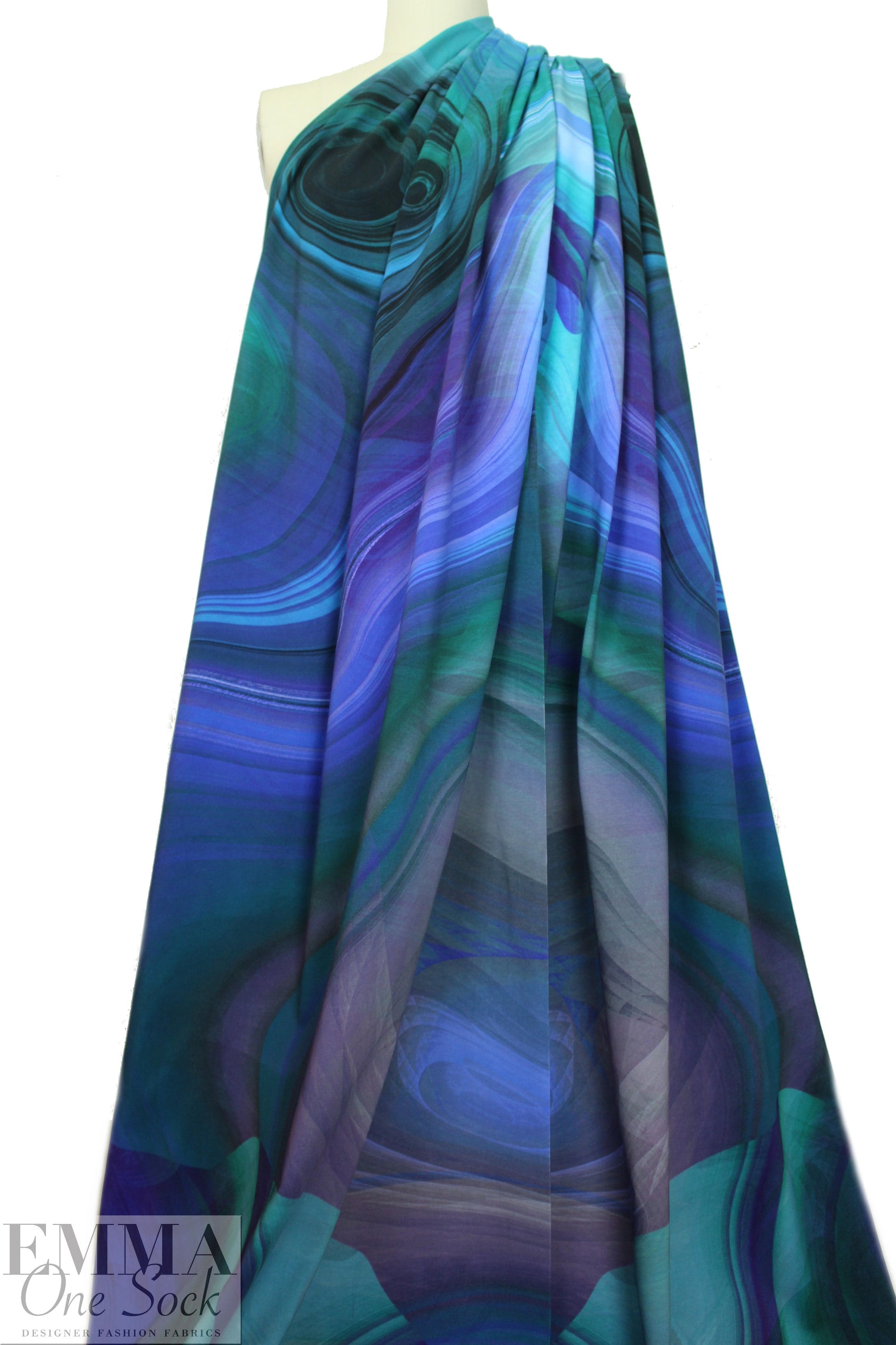 Dutch digital 'indigo swirl' knit Oeko-Tex certified panel