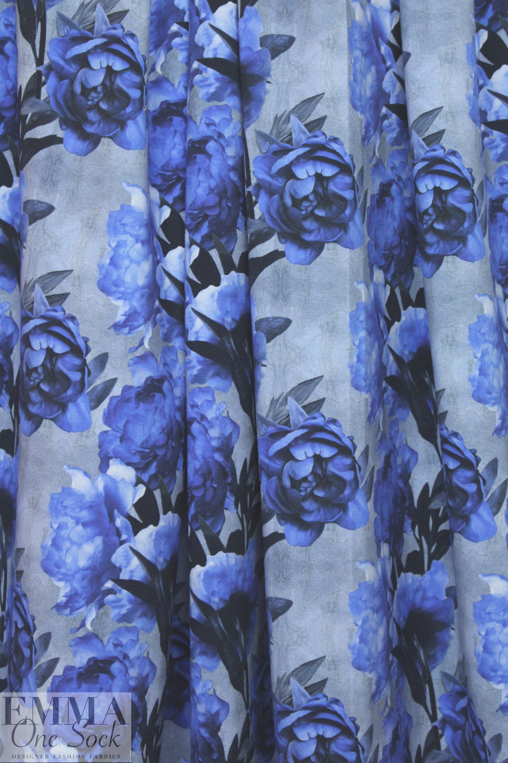 Dutch digital 'blue rose' cotton/lycra knit