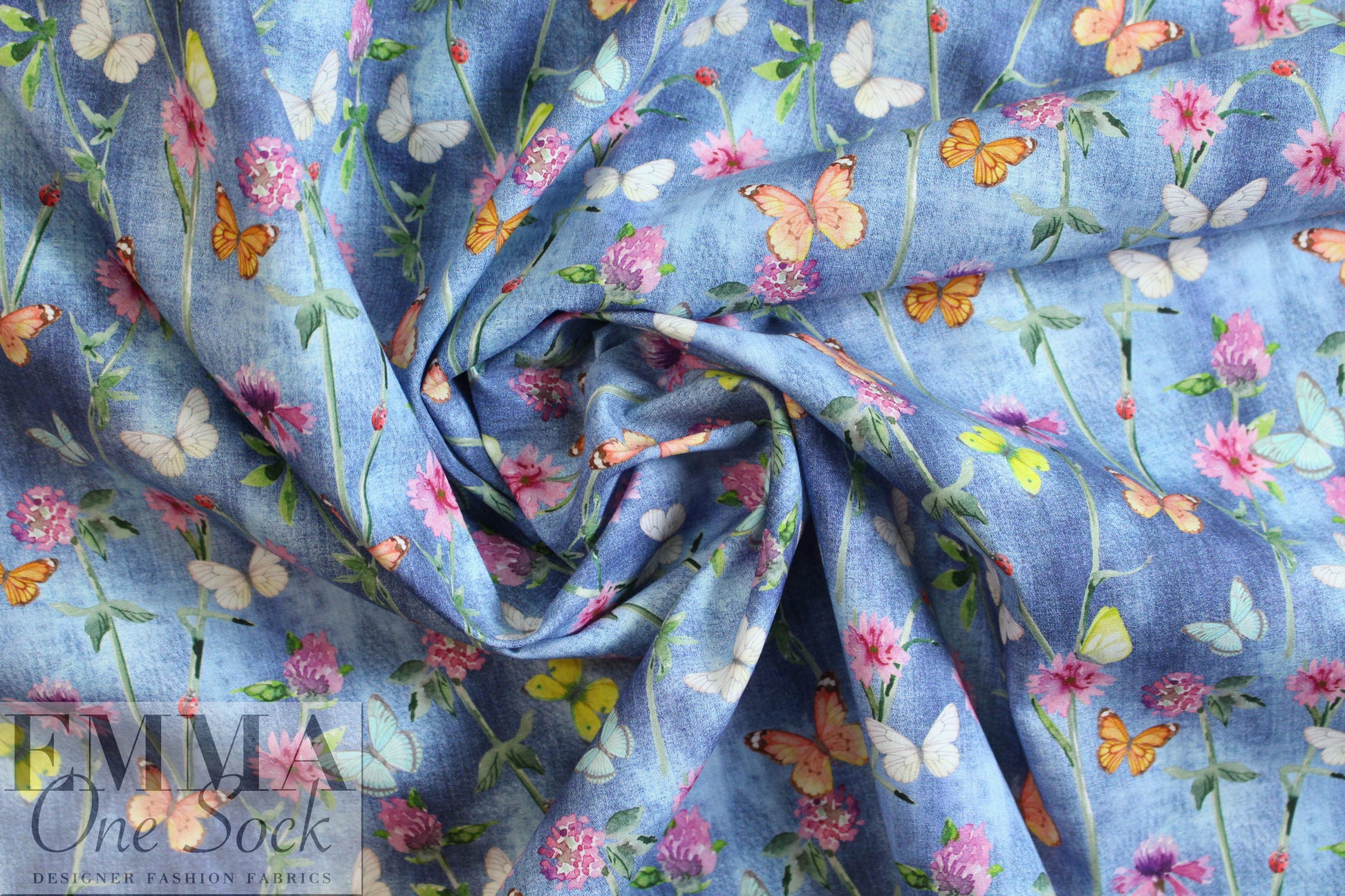 Dutch Oeko-Tex cotton poplin for masks - denim garden 1 yard