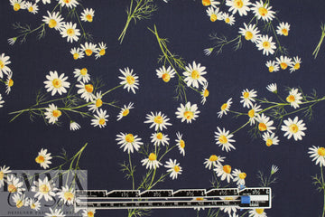 Dutch Oekotex cotton poplin for masks - chamomile on navy .75 yds