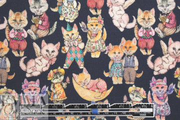 Dutch digital 'storybook kitties' knit Oeko-Tex certified 2 yd