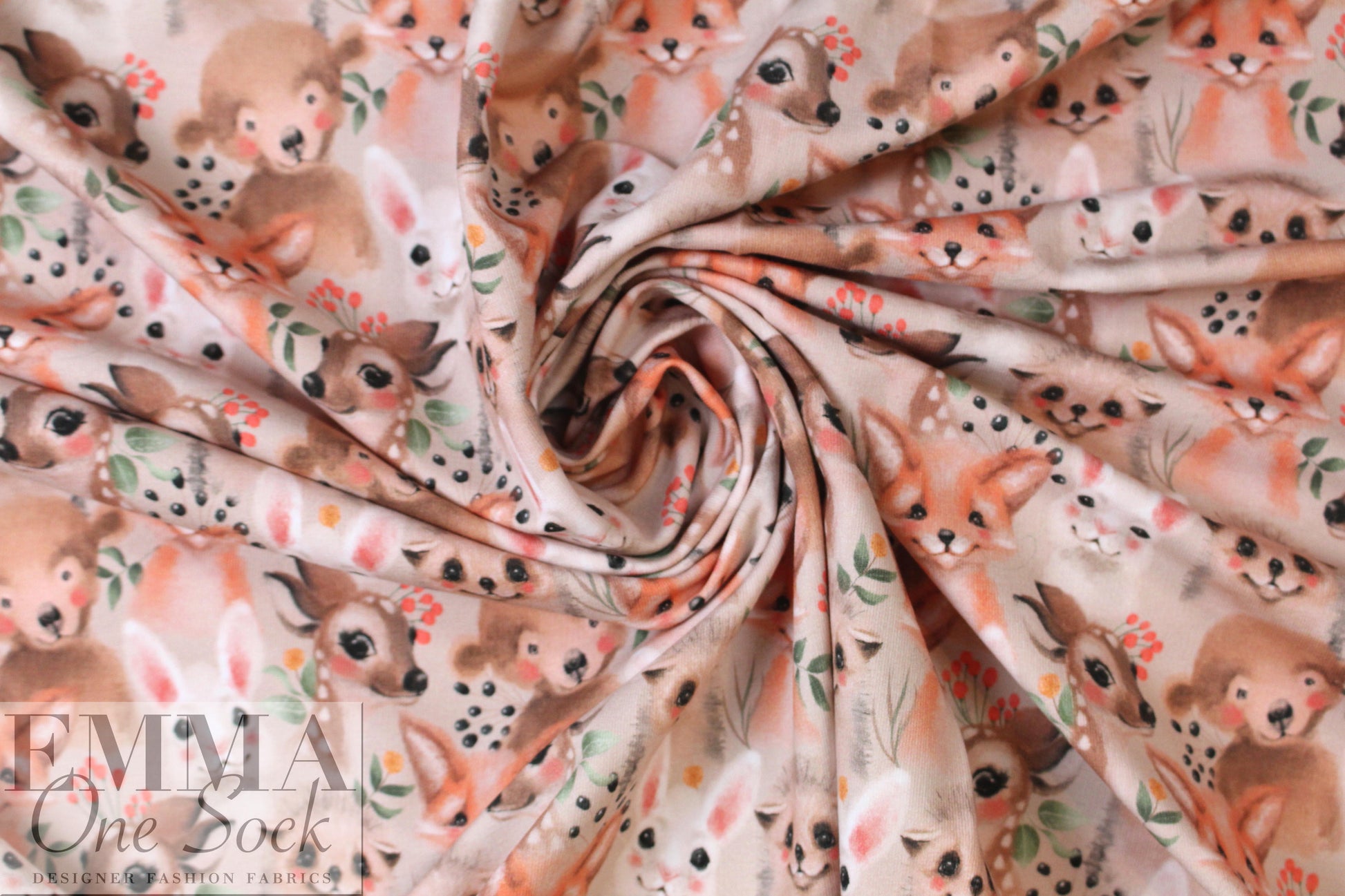 Dutch digital 'Bambi and friends' french terry Oeko-Tex certified .75 yds