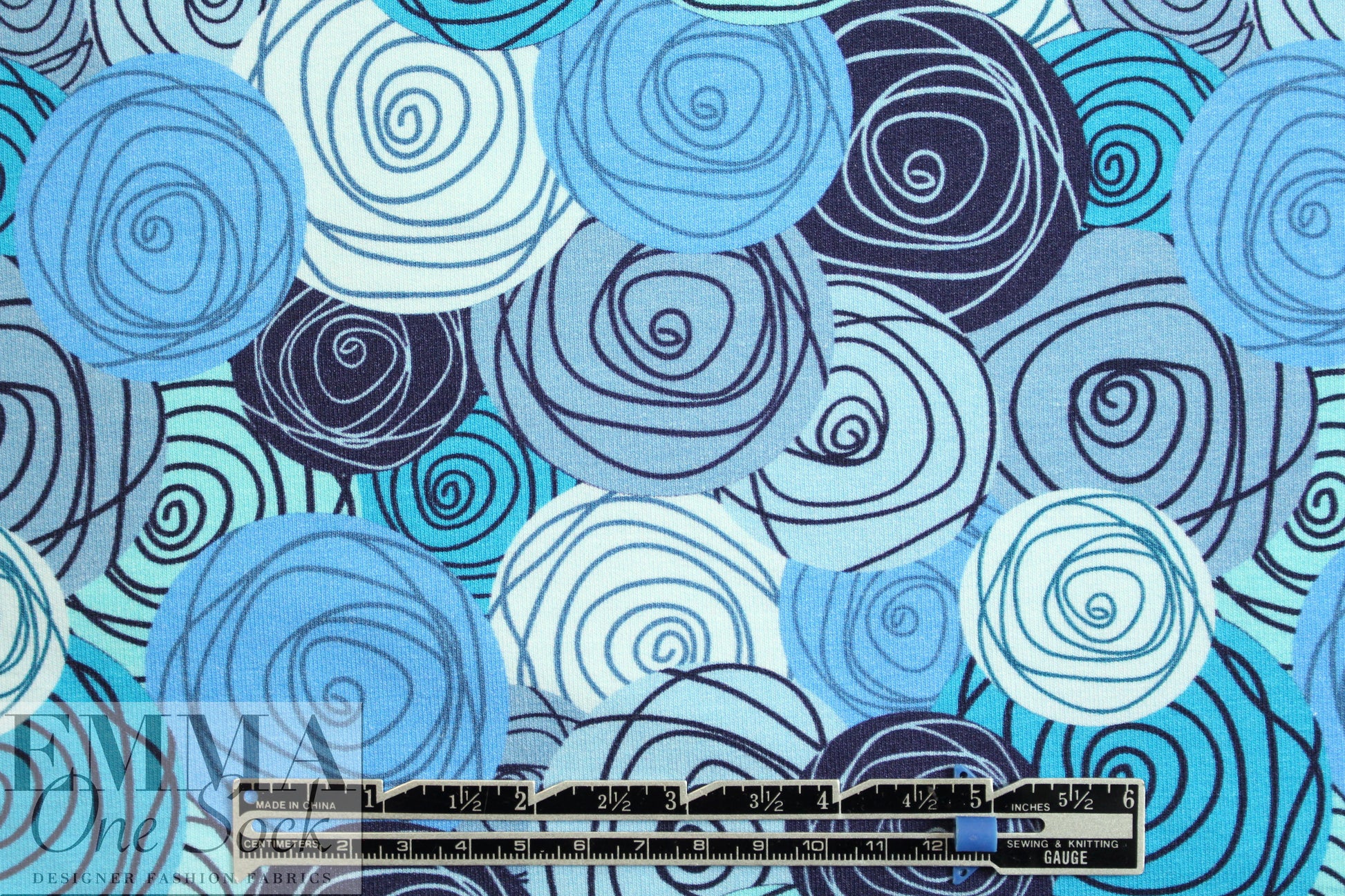 Dutch digital 'rosette blues' french terry Oeko-Tex certified .5 yds