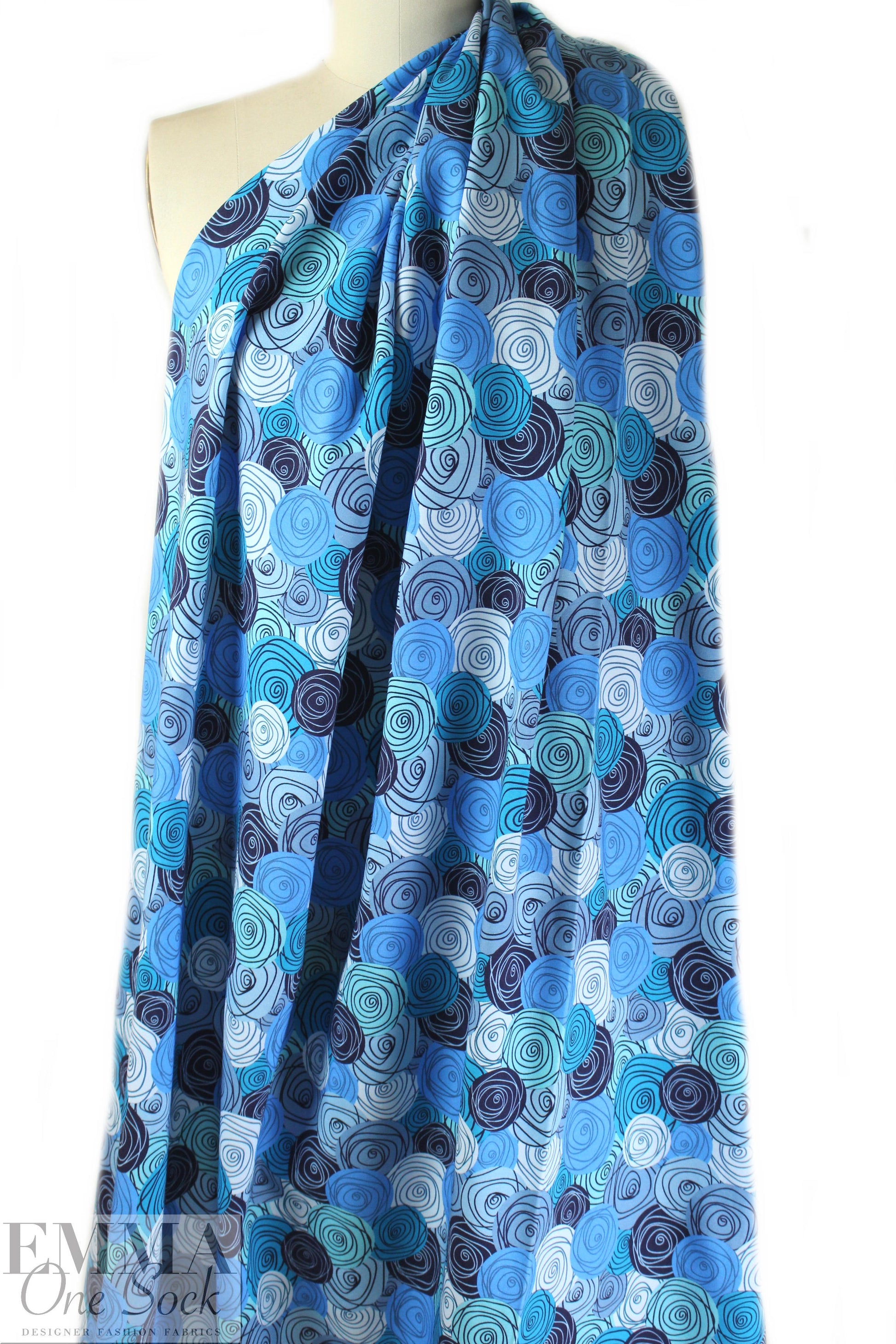 Dutch digital 'rosette blues' french terry Oeko-Tex certified 2 yds