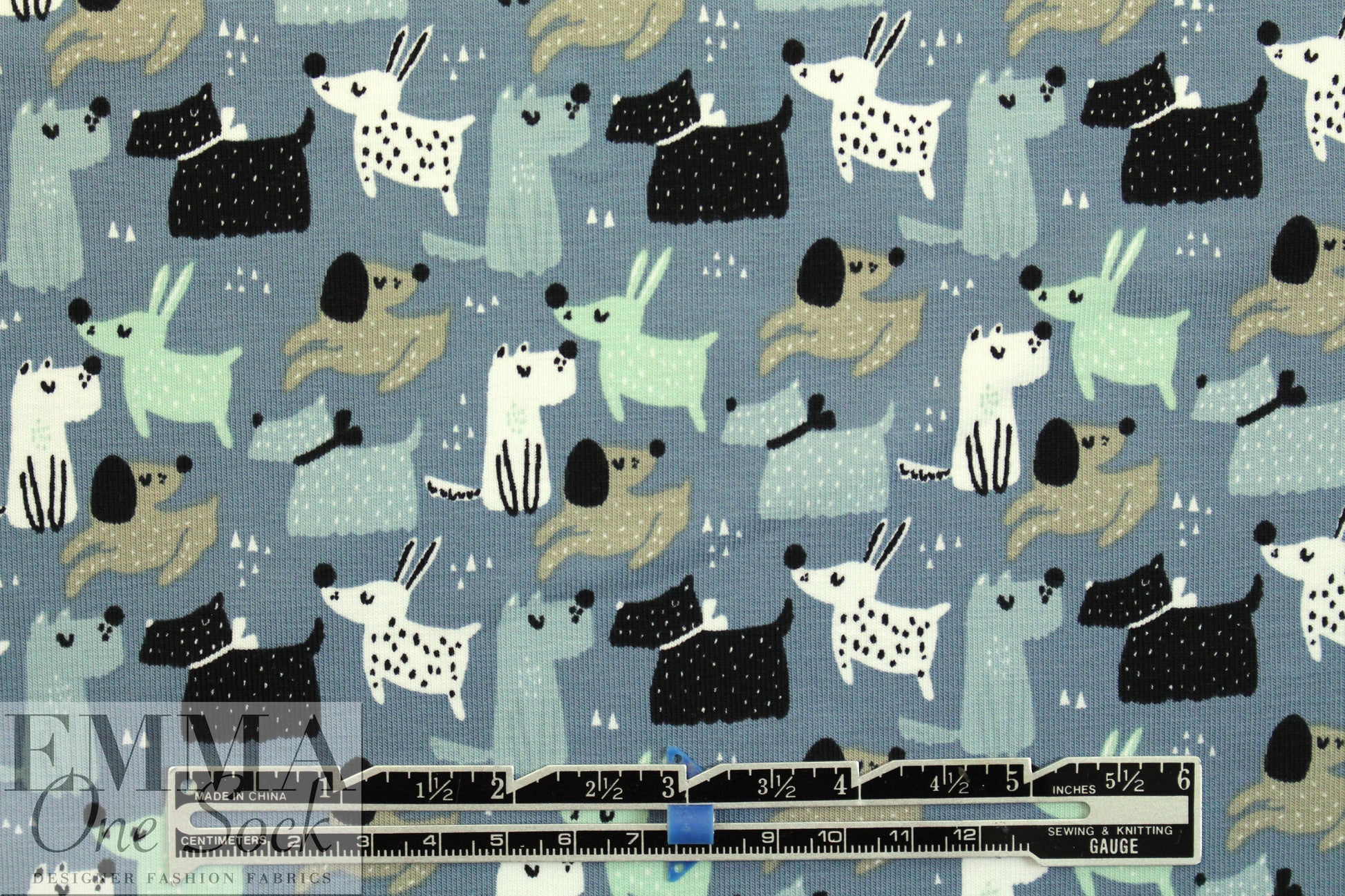 Dutch digital 'canine collection' knit Oeko-Tex certified .5 yds