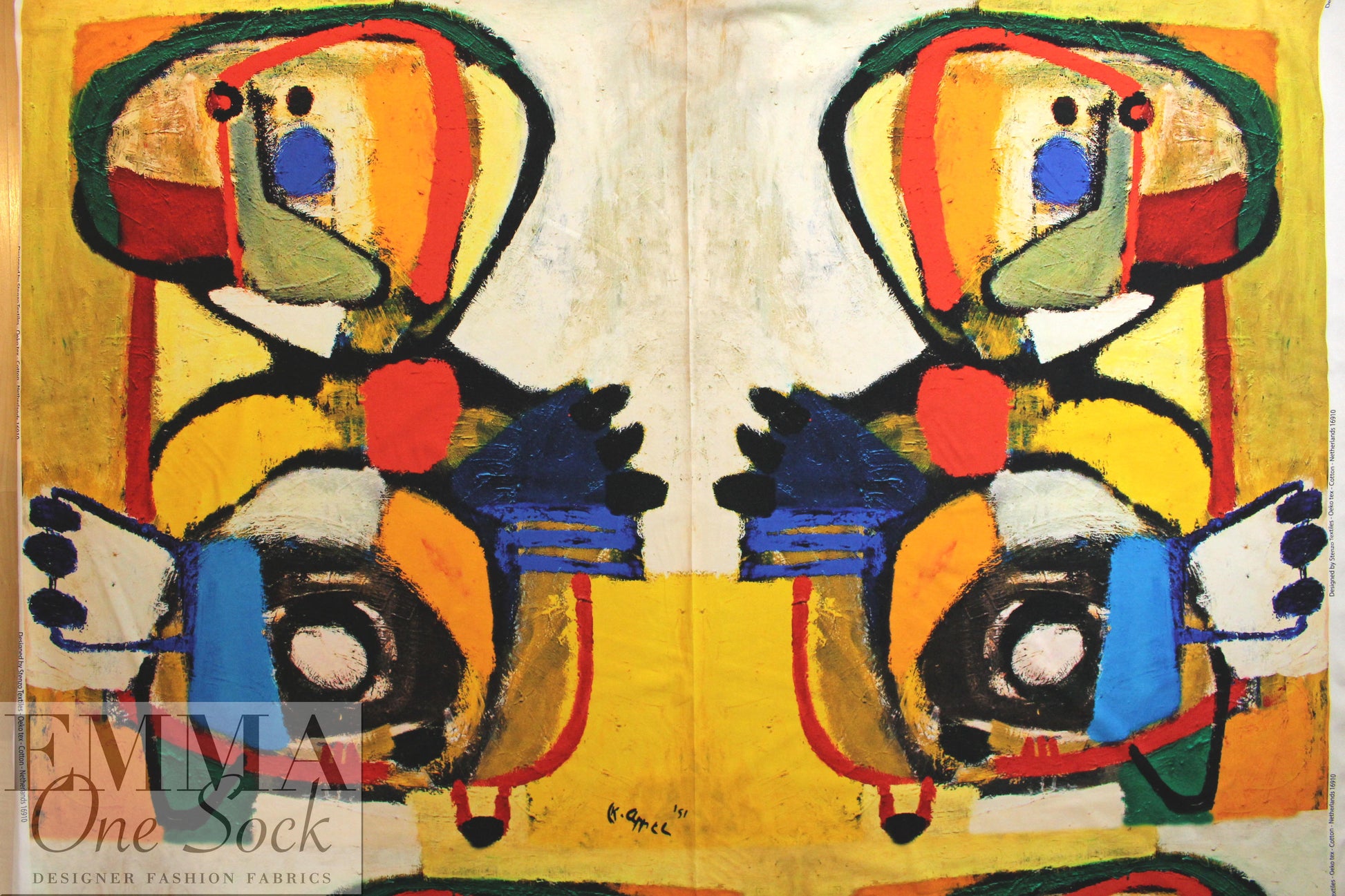 Dutch digital 'cubist duo' cotton/spandex knit panel
