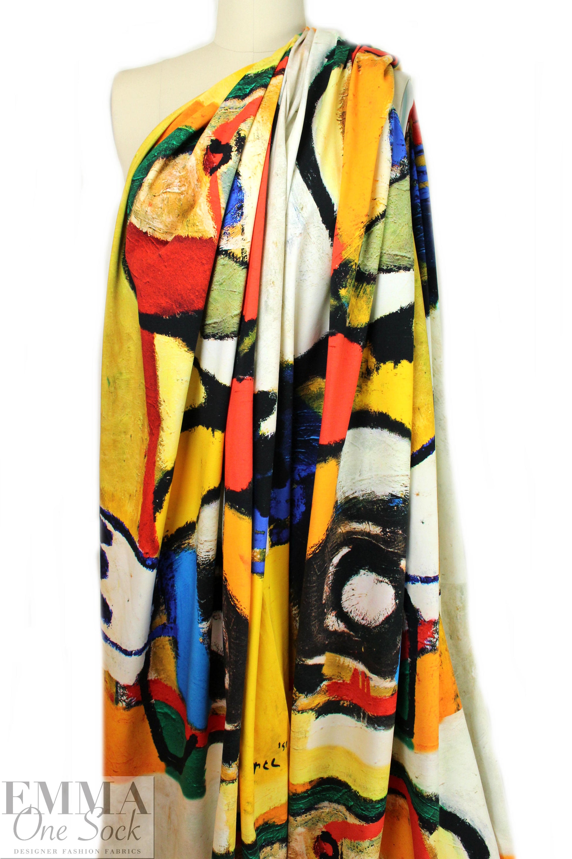 Dutch digital 'cubist duo' cotton/spandex knit panel